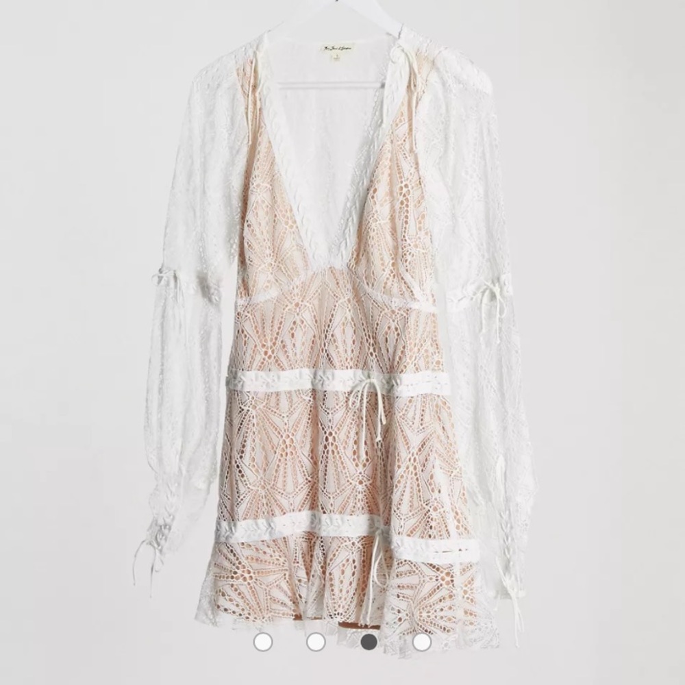 For Love and Lemons Bright Lights Long Sleeve Miniwhite, XS